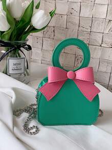 1 Pc New Style Small Capacity Bow-Decorated Pu Material Handbag For Girls, Fashionable And Unique Beaded Strap For Crossbody Or Hand Carry, Magnetic Button Closure, Perfect For Outings, Shopping, Parties, Dinners, And As A Gift For Friends - A - View 16