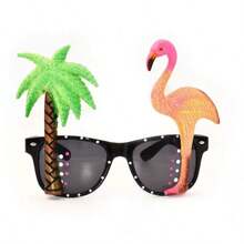1Pc New Party Dress Up Glasses, Personalized Hawaiian Style Party Sunglasses, Beach Party Fashion Decoration Glasses, Suitable For Beach Tourism, Carnival, Party Dress Up Accessories Glasses, Dress Up Props With Asymmetric Color Lines