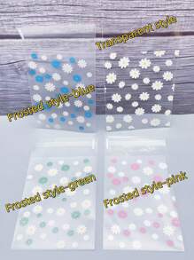 50pcs/100pcs Durable Daisy Pattern Opp Self-Sealing Bags, Mini Flower Printed Gift Bags,Transparent Decorative Bags For Party,Christmas , Gift Packaging Pags For Cards, Candy, Jewellery - Clear - View 3