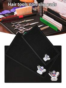 Hair And Nail Tools Non-Slip Storage Mat, Washable Reusable, Barber Table, Scissors And Comb Placement Fixed Mat, Oil Tip Clippers Non-Slip Mat, Desktop Non-Slip Storage Mat, Holiday Gift, Black,Hair Tools,Hair Products And Accessories For Barber Salon Beauty Travel Essentials