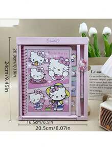 Sanrio Cartoon Sanrio Notepad Stationery Set Gift Box, Including Kuromi, Cinnamoroll, My Melody Coil Notebook, Pens, Stationery Set, Sanrio Planner, Suitable For Students, Kids, Birthday, Valentine's Day, Easter, New Year 2025, Back To School Gift (Random Style & Color)