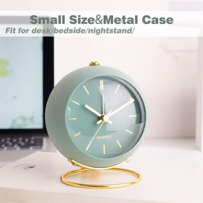 RUISUNG 1개 배터리 구동 데스크 시계 with 라이트, 레트로 무소음 노 틱 소형 시계, 침실, 침실, 주방, 사무실, 여행, 학생, 룸 데코, 빈티지/홀리데이 선물에 적합