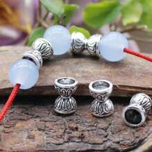 30 件/50 件复古莲花隔珠锌合金双面花珠帽，DIY 珠宝制作用品，星星和月亮吊饰适用于服装、鞋子和珠宝配饰 - 銀色 - 查看 2