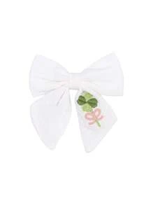 1 pieza Personaliza el nombre impreso Broche de pelo con lazo y bordado para niñas, lazos de pelo bordados con nombre personalizado, broche de pelo con lazo y flor bordados, adecuado para decoración del cabello diaria, regalo para niñas