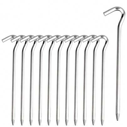 4/8/12pcs Tent Nail - Aluminum Tent Stake With Hook -7-Inch Hexagonal Pole Nail Garden Nail Camping Nail, Used For Camping Tents, Canopies