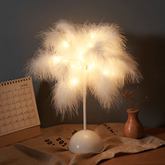 1 件粉色和白色 40LED 羽毛灯小夜灯，温馨浪漫装饰小夜灯，可爱风格浪漫羽毛灯，女孩卧室装饰，情人节礼物，节日礼物，适用于房间、客厅、桌面装饰，人造羽毛