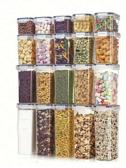 Lebensmittelbehälter - Stapelbares und platzsparendes Design mit transparenten Deckeln - perfekt für die Küchen-Organisation, Speisekammer und Mehlaufbewahrung - aus Polypropylen-Material