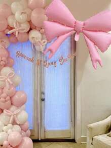 1/3 Unidades Globos con lazo rosa, decoraciones de fiesta con lazo rosa para decoración de cumpleaños rosa, globos gigantes de lámina para decoración de boda, compromiso, despedida de soltera