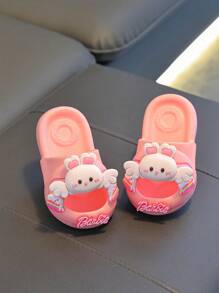 Lindas zapatillas para interiores y exteriores de verano con estampado de conejo antideslizante y de dibujos animados para niñas