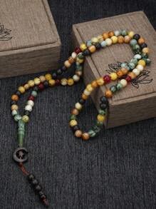 1 buah Kalung Manik-Manik Tali Anyaman Tekstur Retro Kreatif, Manik-Manik Warna-warni, Perhiasan Peribadatan dan Penyembahan - kalung manik-manik - View 2