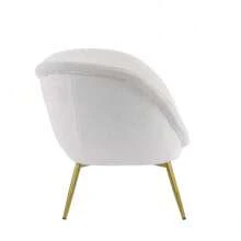 Modern Accent Chair For Living Room, Lounge Chair For Bedroom With Gold Metal Legs, Vanity Chair For Makeup Room, Teddy Velvet, Cream White - Cream White + Teddy - View 11