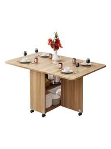 Mesa De Comedor Multifuncional Plegable Y De Madera Moderna - Caqui - Ver 1