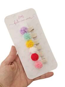 Bows For Girls Hair Clips With Pompom For Hair