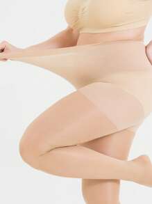 雙色大碼褲襪 - 杏色 - 查看 3