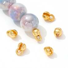 20pcs 4mm 18K Gold Plated Brass Clam Shell Bead Tip Crimp Ends With Loop Crimp Beads For DIY Bracelets Jewelry Making Supplies - 4mm - View 2