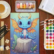 1 pieza, tamaño A4, papel talla grande grueso, impresión a una cara, encuadernado en espiral, libro de dibujo con patrón de dragón de dibujos animados, para que los adultos pasen el tiempo