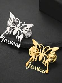 Broche de mariposa personalizado con nombre - Broche elegante de acero inoxidable chapado en oro de 18K, regalo perfecto de cumpleaños y Navidad para mujeres, madres, esposas