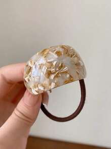 1 件女士椭圆形醋酸纤维发圈，优雅时尚发饰，适合马尾辫、发髻、日常佩戴，秋冬发带马尾辫固定器发圈橡皮筋发圈发绳弹性发圈，发球