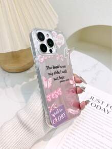 New Porous Feather Chiffon IMD Gradient PC+TPU Integrated Glossy Gradient Love Bow Slogan Painting Anti-Fall Phone Case Compatible With IPhone 16/16 Pro/16 Pro Max/15 Pro Max Phone Cases, Exclusive High-End Soft Protective Covers Compatible With IPhone 14 Pro, 13 Pro Max, 11, 12 Pro, 15 Plus And Galaxy A04 - Multicolor - View 4