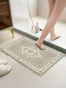 1 件天鹅绒纹理轮胎底浴室垫，杏色波西米亚风格浴室地毯家居装饰，隔音耐用且可机洗吸水柔软易护理浴室地毯，适用于浴室入口、浴缸、淋浴间区域 - 杏色 - 查看 6