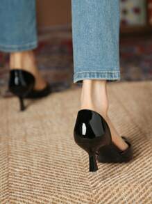 Xin Jing Shoes Automne/Hiver 2025 Chaussures à talons hauts ajourées mode femme, talons de chaton, élégantes - Noir - Voir 8