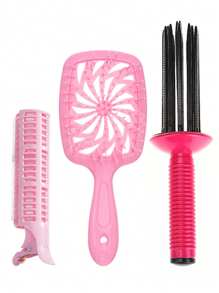 WANMEI Curl Defining Brush 3Pcs, Curly Roll Comb, Curl Hair Separating Brush For Curly Hair Wet, Shaping And Defining Curls For Women And Men To Reduce Pulling Volumizing Hair Comb Root Clips For Curly Hair Volume, Volume Clips For Roots At The Top, Hair Root Lifting Fluffy Comb Clip Volumizer Tool,Hair Brush,Comb,Hair Tools,Hair Products And Accessories For Barber Salon Beauty Travel Essentials