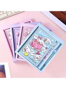 Sanrio Cartoon Sanrio Notepad Stationery Set Gift Box, Including Kuromi, Cinnamoroll, My Melody Coil Notebook, Pens, Stationery Set, Sanrio Planner, Suitable For Students, Kids, Birthday, Valentine's Day, Easter, New Year 2025, Back To School Gift (Random Style & Color)