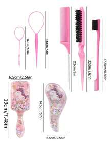 7-delige set haarstylingtools voor kinderen, inclusief haarclip met eenhoornontwerp, luchtkussenborstel, haarkam, verlengclip, verfborstel en haarsprayfles, draagbaar