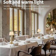 2 Packs Portables Cordless Table Lamp, Fabric Shade Desk Lamp, Rechargeable Battery Powered Lighting, Dimmable Light For Dining Room, Bedroom, Bedside, Bar, Night Light, Camping, Balcony - BZD-2PACK - View 5