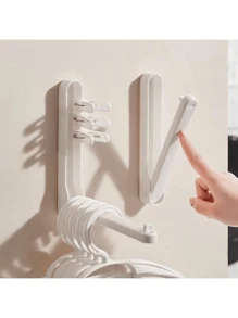 2 stuks ruimtebesparende opvouwbare kledinghangers, organizer met haken, verwerkt plastic huishoudrek, opvouwbare kledinghangers