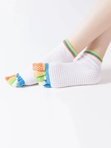 1 par de calcetines de yoga de dedo separado, con punta y talón abiertos, profesionales, con atmósfera difuminada para mujeres que practican yoga avanzado, calcetines de dedo altamente atractivos