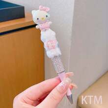 Sanrio Neutral Pen: Hello Kitty Cartoon Crystal Rhinestone Ball Pen, My Melody Cute Plush Sparkling Automatic Pencil, Kuromi Fantasy Anime Theme Rotary Pen, Pochacco 0.5mm Planner Pen, Cinnamoroll Kawaii Writing Pen, Rollerball Pens, School Stationery Essential