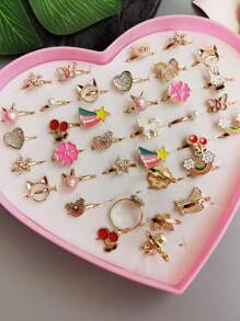 (ohne Verpackung) 5 Stück/Los Mode Silber/Gold Mädchen Legierung Fingerringe Kinderschmuck Geschenk verstellbare Ringe zufällige Auswahl