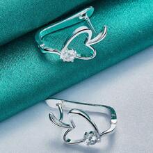925 Silver Plated Heart Earrings For Women Wedding Party Fashion Charm Jewelry - Silver - View 5