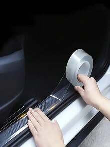 1 Roll Of Car Sill Strip Anti-Stepping Sticker Scratch Protection Car Door Pedal Protection Strip, Body Anti-Scratch Protection Tape, Single-Sided Nano Tape, Anti-Trampling Sticker Trunk Anti-Collision Sticker, Transparent General Decoration Supplies, Suitable For Car Decoration, Car Protective Film, Windproof, Scratch Resistant - Clear - View 3