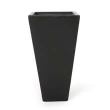 13" Outdoor Modern MGO Small Cast Stone Planter Black