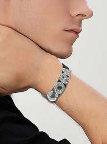 Custom Rhinestone Letter Wristbands,Personalized Leather Wristband,Customized Name Wristbands For Women,Customizable Name Bracelets,Birthday Gifts,Wedding Gifts,Stainless Steel,Sequins, Wristbands,Fashion Decorations, Valentine's Day,Mother's Day,Anniversary,Men,Women,Bridesmaids,Girlfriends,Fathers,Delicate Romance,Silver Stylish