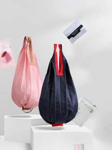 大容量折叠购物袋 - 超轻，尼龙，配有方便的挂扣，方便携带，旅行单肩便携式大号杂货袋，超市袋 - 彩色 - 查看 9