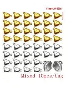 Cierres magnéticos con forma de corazón para joyería, Día de San Valentín, amor, DIY joyas de pareja, cierres magnéticos dorados y plateados para hacer pulseras, collares y accesorios de joyería DIY