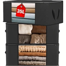 Bolsa de almacenamiento de tela plegable - Organizador no tejido a prueba de polvo con asa y ventana de visibilidad - Organizador ahorra espacio para ropa, libros, juguetes, mantas, material transpirable para dormitorio, dormitorio, armario Pantalones, zapatos, jeans, botas, faldas