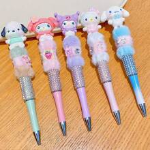 Sanrio Neutral Pen: Hello Kitty Cartoon Crystal Rhinestone Ball Pen, My Melody Cute Plush Sparkling Automatic Pencil, Kuromi Fantasy Anime Theme Rotary Pen, Pochacco 0.5mm Planner Pen, Cinnamoroll Kawaii Writing Pen, Rollerball Pens, School Stationery Essential