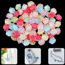 50pcs Colorful 15x17mm Acrylic Leaf Shape Beads With Golden Rim, DIY Jewelry Making - Earrings & Accessory Craft Supplies