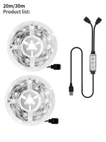 1 rolka 50-stopowej taśmy świetlnej LED RGB, elastyczna taśma świetlna LED z 3-klawiszowym sterowaniem linią danych, wielokolorowa, regulowana, różne tryby oświetlenia, pilot zdalnego sterowania, zasilana przez USB, samoprzylepna, dekoracyjne oświetlenie do podświetlenia telewizora, pokoju, sypialni, imprezy świątecznej