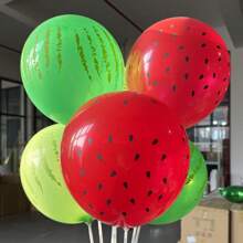 12/20 个 12 英寸西瓜乳胶气球，夏季水果冰淇淋甜甜圈西瓜主题派对装饰，夏季清爽水果乳胶气球