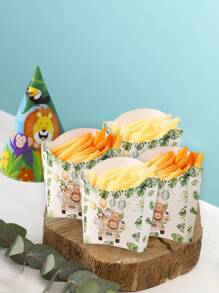 12 件丛林动物风格炸薯条盒、炸薯条架、丛林动物主题生日宝贝派对节日聚会一次性餐具包装盒、一次性爆米花杯、多功能零食容器、食品包装盒、派对厨房用品食品盒 - 叢林動物 - 查看 7