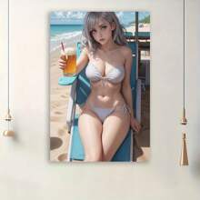 FramedChic Anime Bikini Girl Canvas Wall Art - High-Quality Print For Living Room, Bedroom, Kitchen, Or Office Decor | Ideal Gift For Comic Enthusiasts