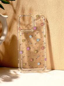Flower & Little Star Print Clear Case Compatible With IPhone 16/11/12/13/14/15/15pro/15 Plus/15 Promax/7plus/8plus/X/Xs Max/Xr/11pro/12pro/13pro/14pro/12mini/13mini/11promax/12promax/13promax/14promax/14plus/6/6s/6plus/7/8/16Pro/16plus/16promax/Se& Galaxy/A54/A14/A12/A13/A15/A32/A33/A24/A52S/S20/S21/S22/S23/S24/S23Plus/S24ultra/S25,International Version, Not The Domestic Version - Multicolor - View 7
