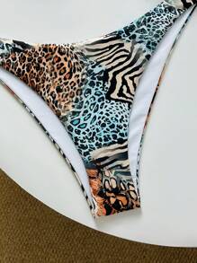 2pcs Sexy Leopard Floral Print Unique Bikini Set Swimwear, Women Separate Swimwear, For Summer Beach Vacation - Multicolor - View 4