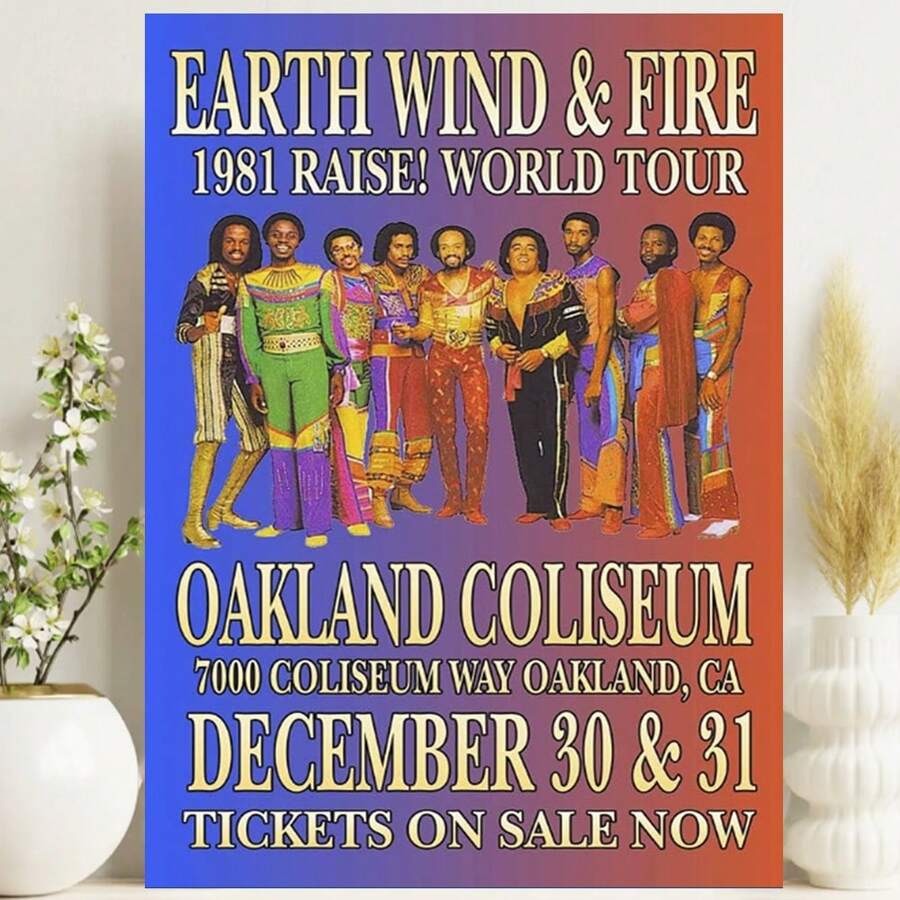 Framed EARTH WIND & FIRE REPLICA 1981 CONCERT POSTER, Painting Wall Art For Living Room, Wall Decor For Bedroom, Home Decor Room Decor