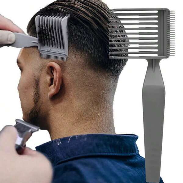 1pc Men's Gradient Color Cutting Comb, Hair Styling Straight Barber Comb, Salon Brush For Boyfriend
